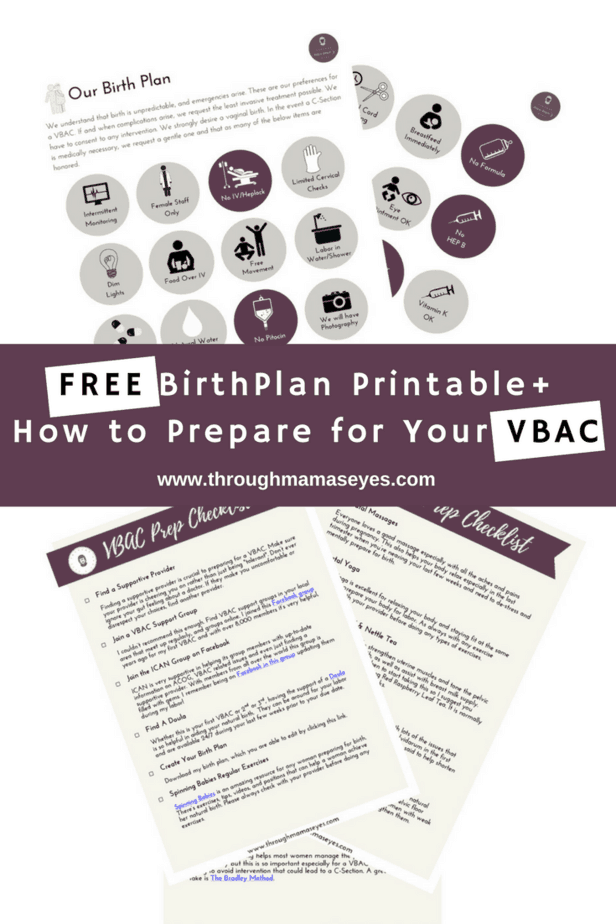 VBAC, VBA2C, Birth Plan, Natural Birth, Printable, Free Printable www.throughmamaseyes.com