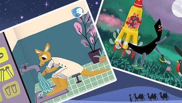An App where Arabic letters talk and launch rockets to the moon, and a kangaroo teaches how to pray and perform ablution. (PRNewsfoto/Miraj Studios Ltd)